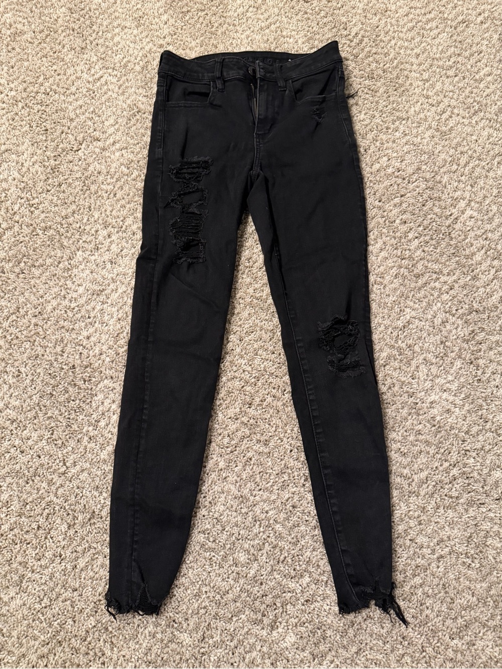 American Eagle Outfitters Black Distressed Skinny Jeans
